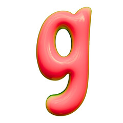 Alphabet, number and symbol 3d render word Neon Pink Glossy Bubble Form