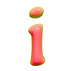 Alphabet, number and symbol 3d render word Neon Pink Glossy Bubble Form