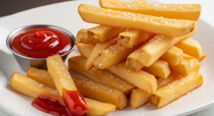 Golden French Fries with Ketchup