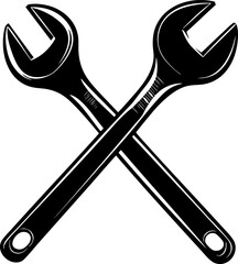 Crossed Wrenches Vector Icon Isolated on White Background – Repair Tools Symbol, Industrial Illustration, Mechanics Equipment and Maintenance Concept
