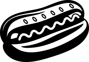 Hot Dog Vector Icon Isolated on White Background – Classic Fast Food Sandwich Symbol, Street Food Design, Snack Meal Concept Illustration