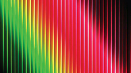 Abstract glowing green yellow red vertical lines pattern background