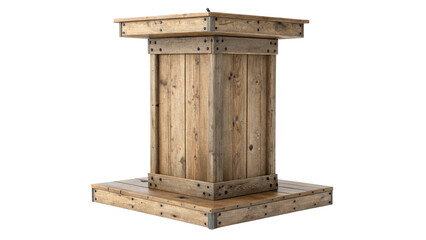 Rustic wooden spool isolated on transparent background