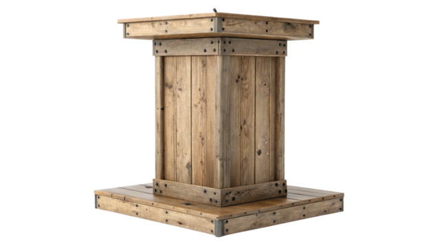 Rustic wooden spool isolated on transparent background