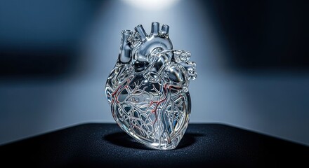 Crystal Heart Sculpture - Anatomical Model of Human Organ.