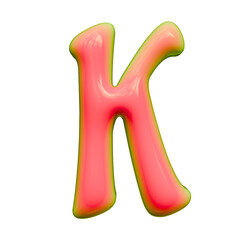 Alphabet, number and symbol 3d render word Neon Pink Glossy Bubble Form