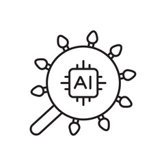 A vector icon representing AI-based social media analysis for holiday campaigns, created in line style with editable stroke
