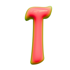 Alphabet, number and symbol 3d render word Neon Pink Glossy Bubble Form