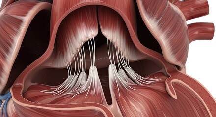 Detailed anatomical illustration of the human hearts mitral valve.