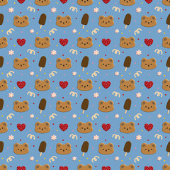 Seamless pattern with bears and ice cream 