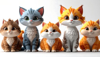 Adorable Cartoon Cats - A Whimsical Collection of Feline Friends.