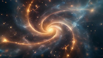 A vibrant, swirling nebula with glowing stars forms a celestial vortex in deep space. - Powered by Adobe