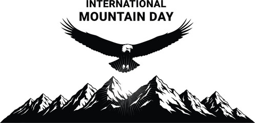 Majestic eagle flying over mountain peaks for international mountain day celebration