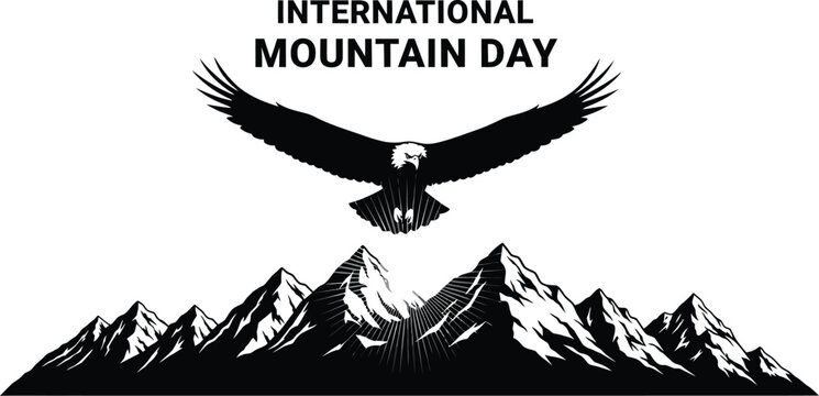 Majestic eagle flying over mountain peaks for international mountain day celebration
