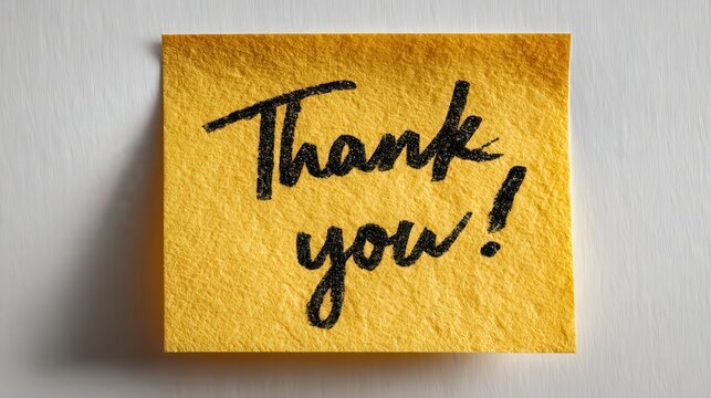 Yellow sticky note showing handwritten thank you message