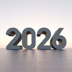 Concrete 2026 Year Numbers Future Dates Creative Design Concept Idea