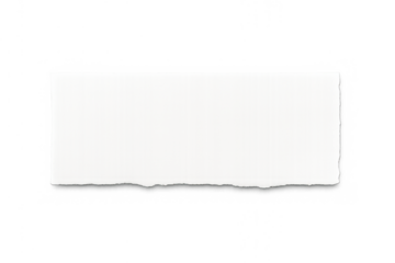 Ripped white paper strip on a transparent background, blank space for text, torn edge, empty note element