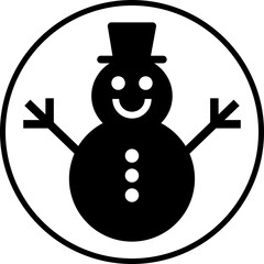 Snowman icon flat style. Featuring cute winter holiday character perfect for Christmas, festive decoration, seasonal design, celebration, joyful cold weather theme isolated on transparent background.