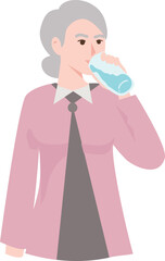 Elderly Woman Drinking Water