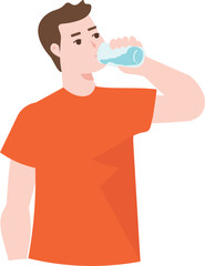 Illustration of an adult man drinking a glass of water .