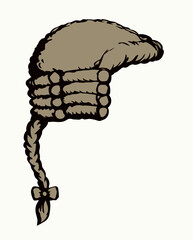 Vintage french wig. Vector drawing