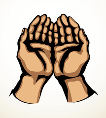 Praying hands. Vector drawing icon