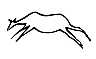 Primitive rock painting. Vector drawing