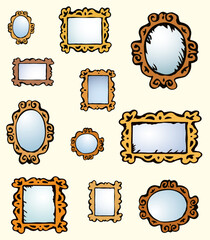 Framed mirrors. Vector drawing pattern