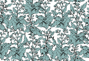 Big blooming burdock. Vector drawing