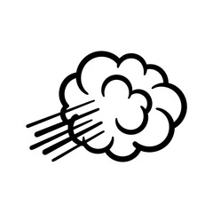 Simple cloud wind icon – cartoon breeze airflow doodle illustration, weather symbol outline design, gust of wind clipart isolated on white background