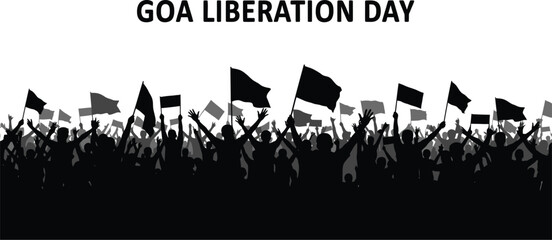Goa liberation day celebration with crowd and flags silhouette
