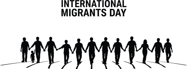 Silhouettes of people holding hands for international migrants day