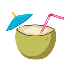 a flat icon of a vector clip art coconut drink for web and graphic design