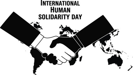 International human solidarity day logo with handshake and global map illustration