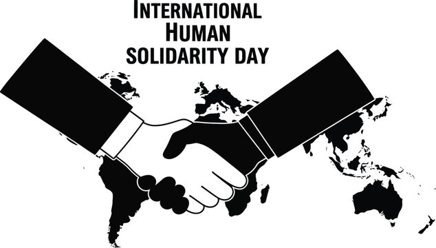 International human solidarity day logo with handshake and global map illustration