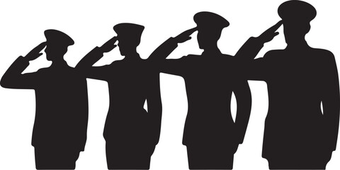 Silhouetted soldiers honoring fallen heroes proudly