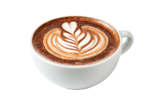 Warm, frothy hot chocolate with delicate latte art