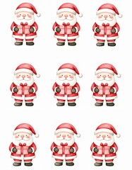 Fototapeta premium Seamless pattern with cute watercolor Santa Claus. 
