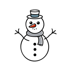 a flat icon of vector clip art snowman for web and graphic design
