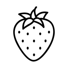 a flat icon of vector clip art strawberry with black outline for web and graphic design
