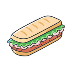 a flat icon of vector clip art submarine sandwich for web and graphic design