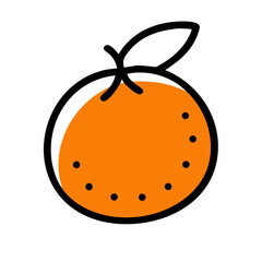 a flat icon of vector clip art tangerine with black outline for web and graphic design