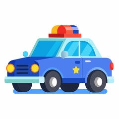 Police Car Cartoon Vector – Cute Patrol Vehicle Illustration © Nuwan