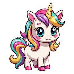 Cute Unicorn Doodle Coloring Page – Magical Cartoon Animal Line Art Illustration