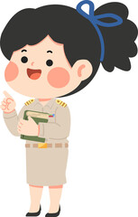 Illustration of a Thai Teacher Holding Books