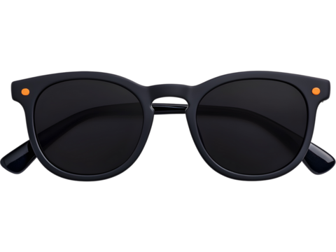 Stylish black sunglasses isolated on transparent background, perfect for fashion, travel, or summer lifestyle designs.