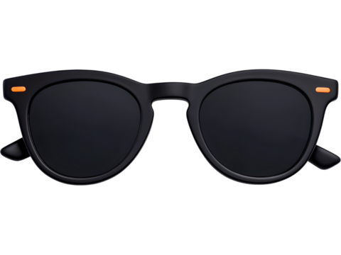 Stylish black sunglasses isolated on transparent background, perfect for fashion, travel, or summer lifestyle designs.