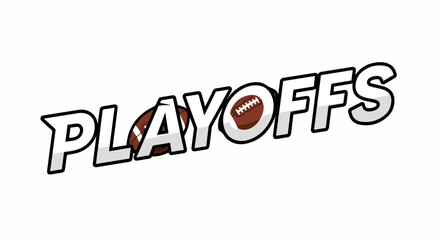 Playoffs lettering with football and transparent background