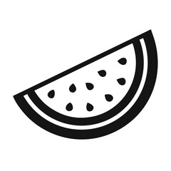 a flat icon of vector clip art watermelon with black outline for web and graphic design