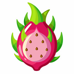 Dragon Fruit Cartoon Icon &ndash; Cute Tropical Pitaya Vector Illustration